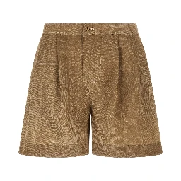 Beige Polyester Bermuda Shorts