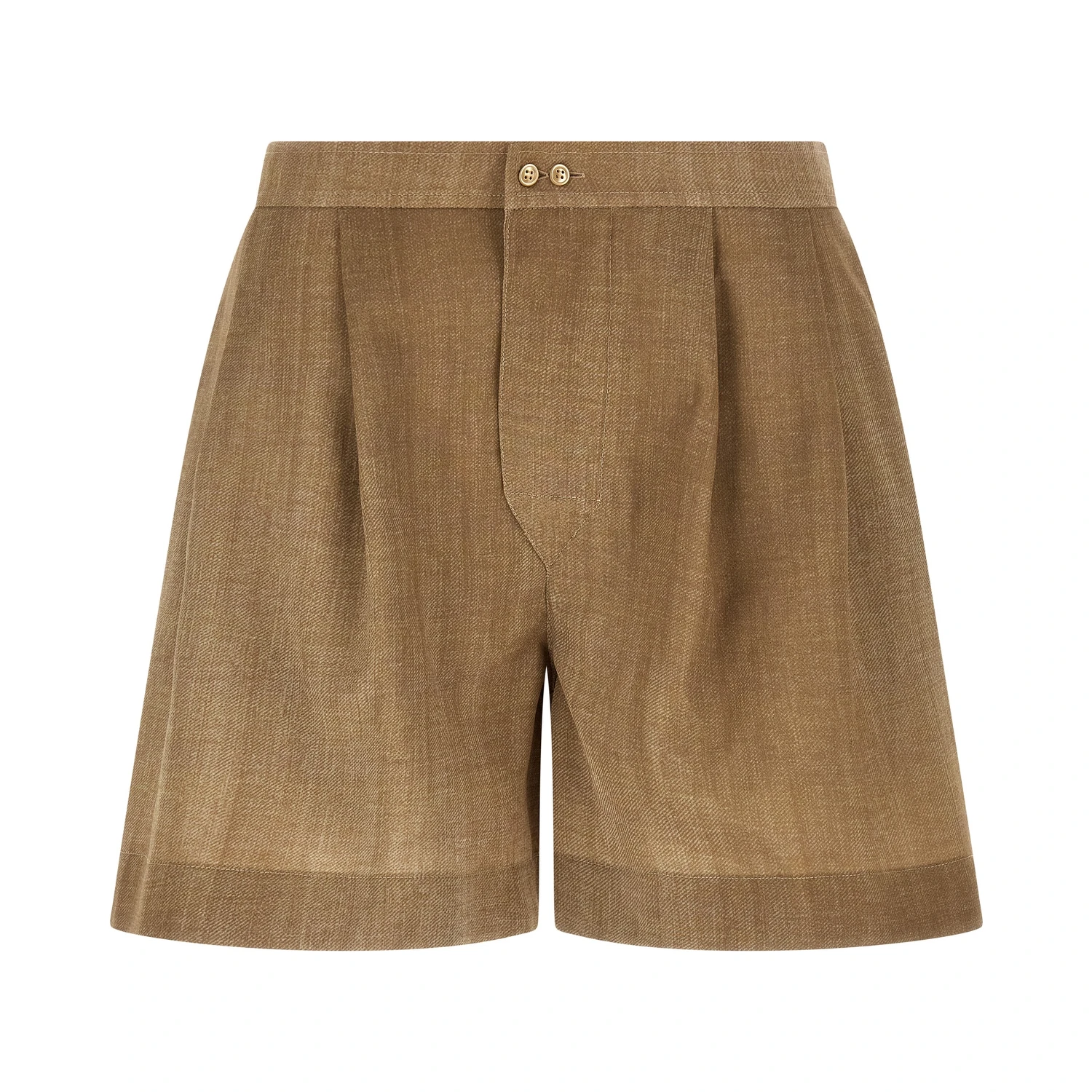 Beige Polyester Bermuda Shorts