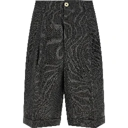 Gray Linen Bermuda Shorts