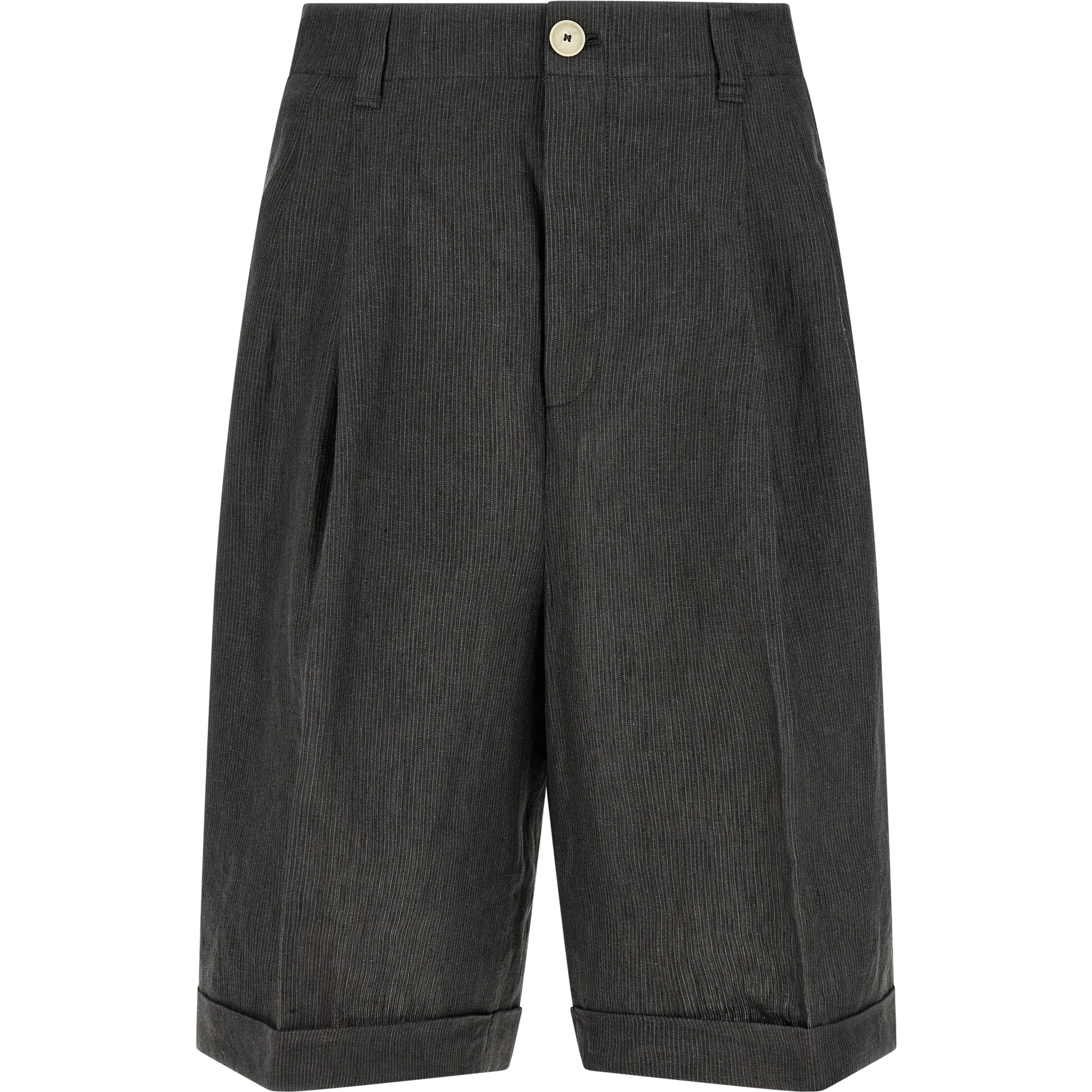Gray Linen Bermuda Shorts