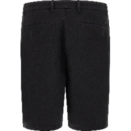 Black Cotton Bermuda Shorts