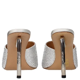 Gray Satin Stiletto Heel Sandals