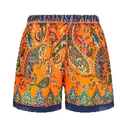Orange Ramie Bermuda Shorts