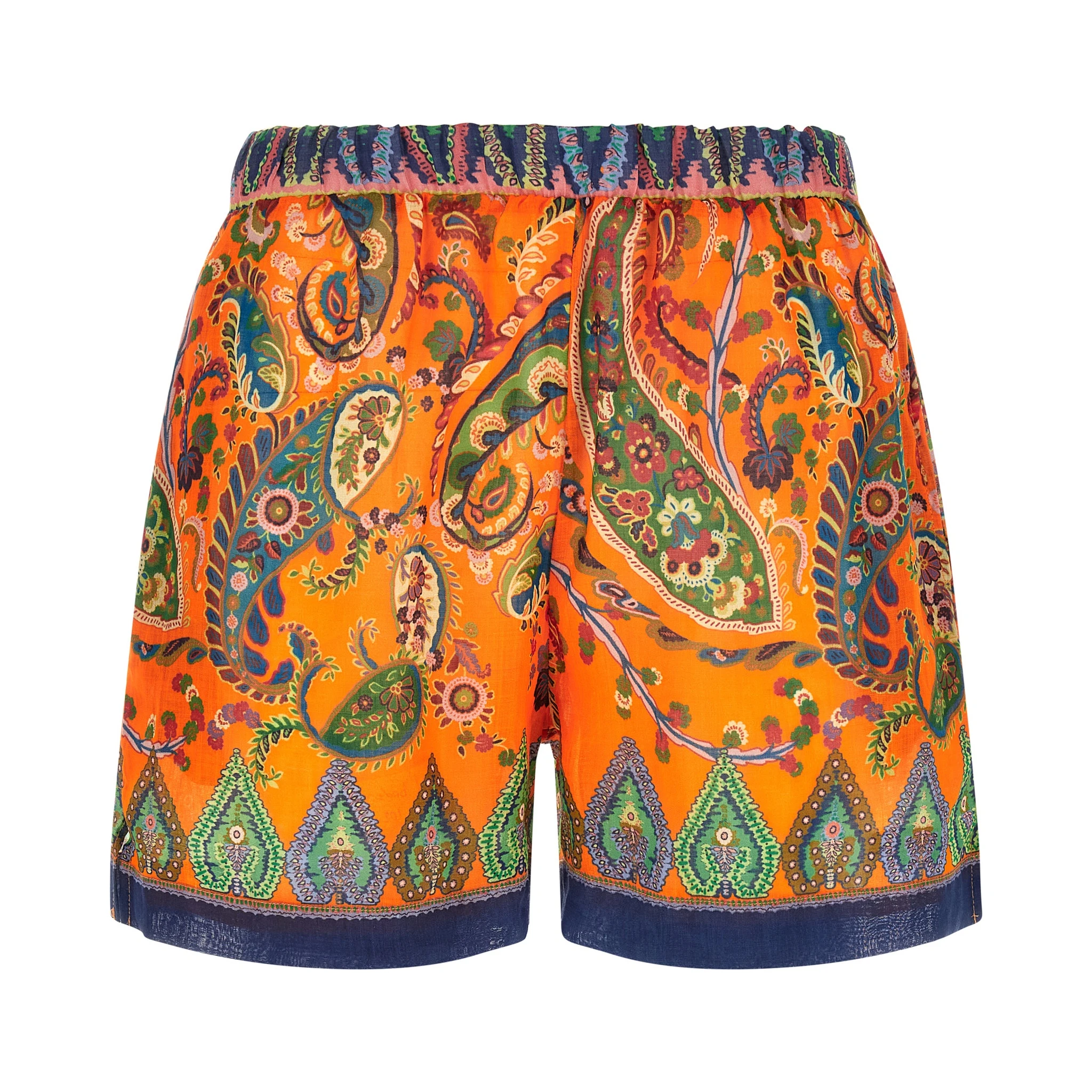 Orange Ramie Bermuda Shorts
