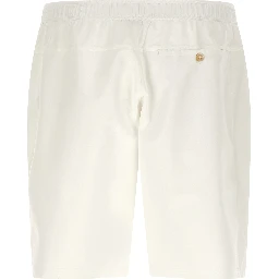 White Polyester Bermuda Shorts
