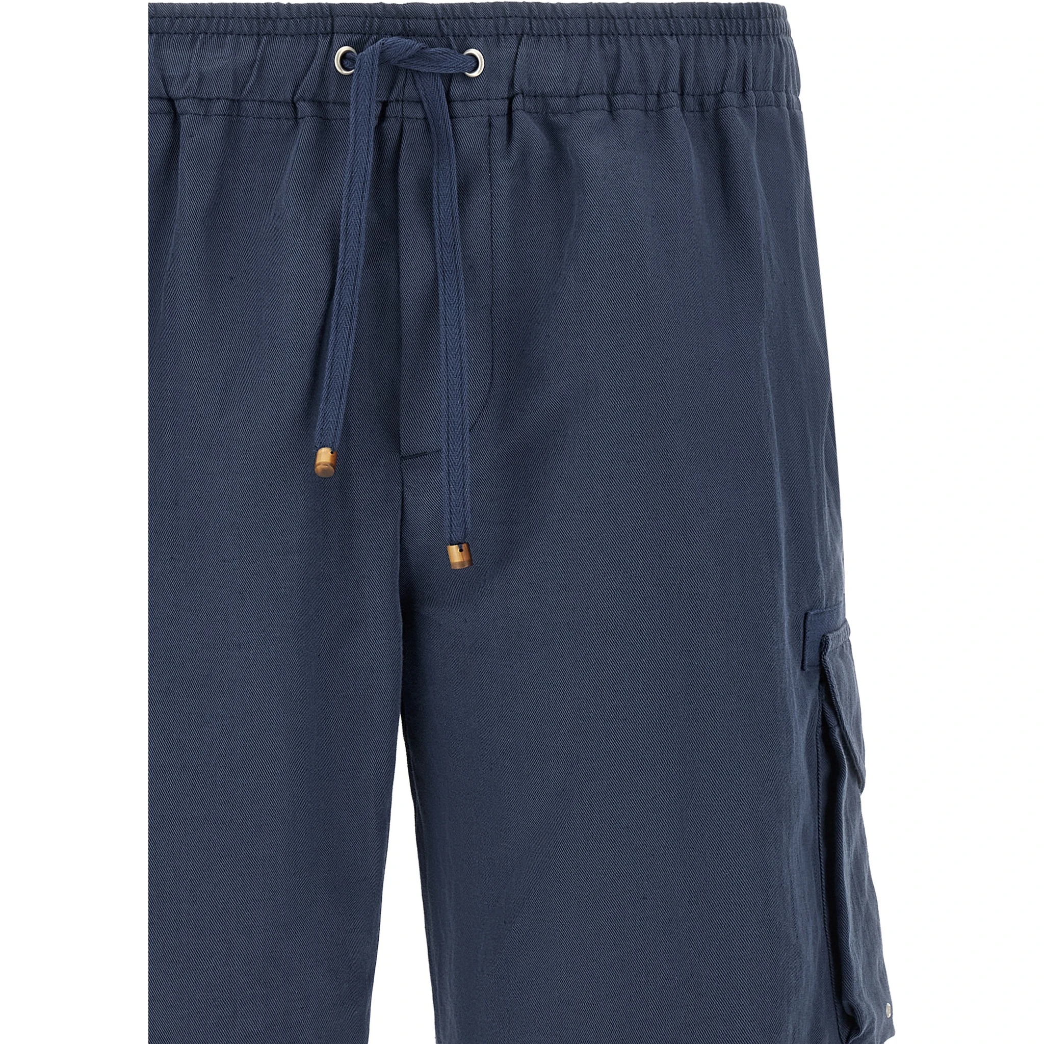 Blue Linen Bermuda Shorts