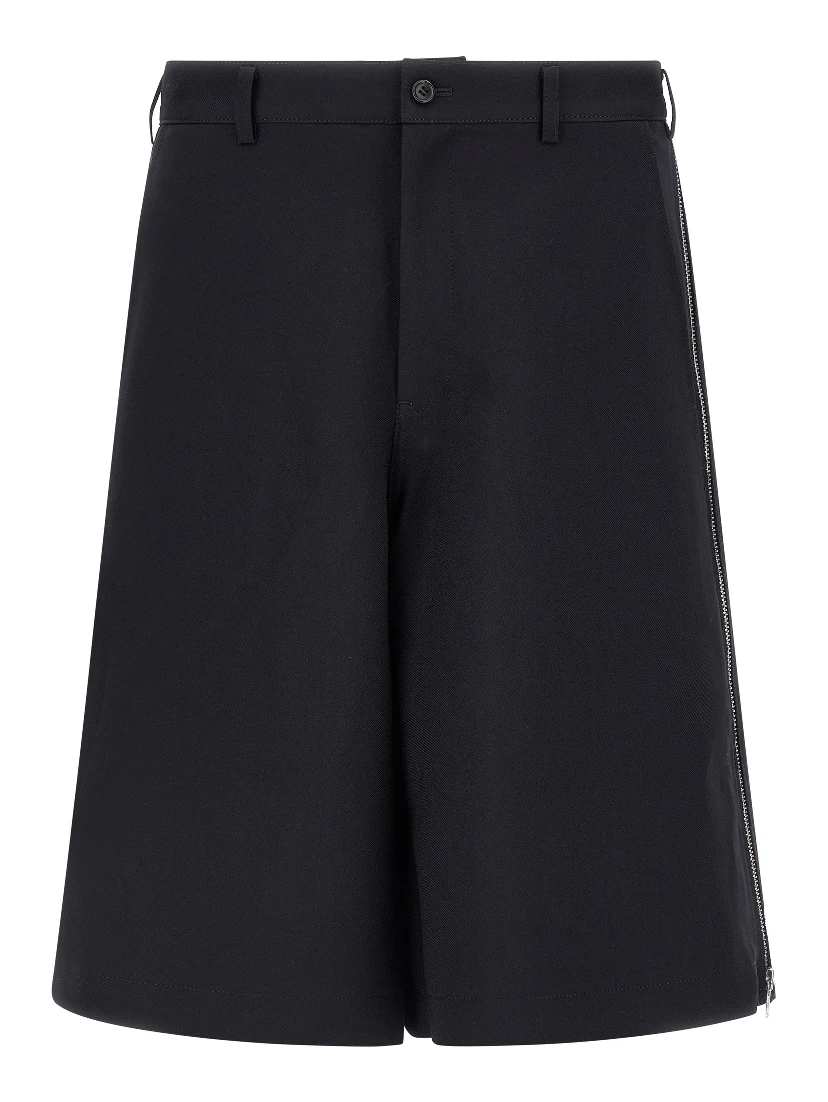 Blue Polyester Bermuda Shorts