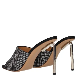 Black Satin Stiletto Heel Sandals