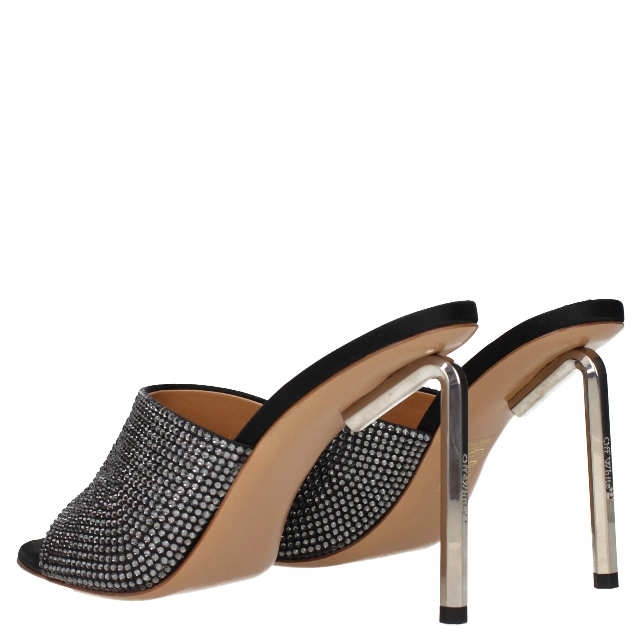 Black Satin Stiletto Heel Sandals