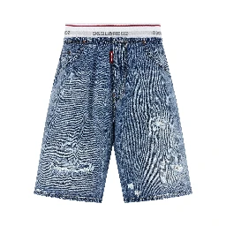 Blue Cotton Bermuda Shorts