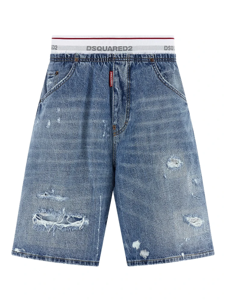 Blue Cotton Bermuda Shorts