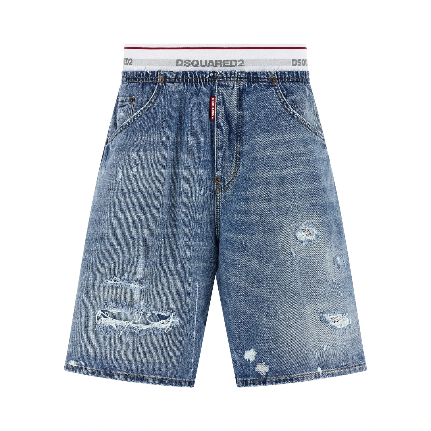 Blue Cotton Bermuda Shorts