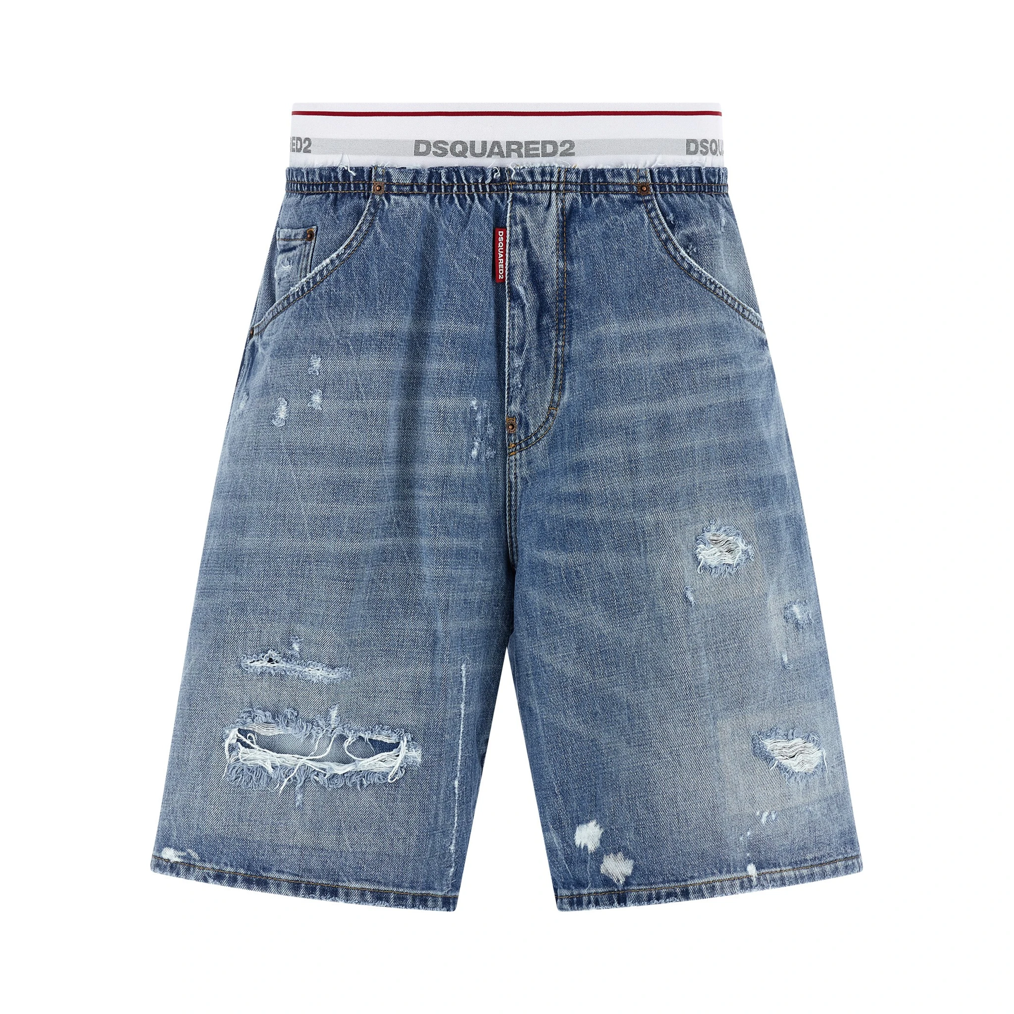 Blue Cotton Bermuda Shorts