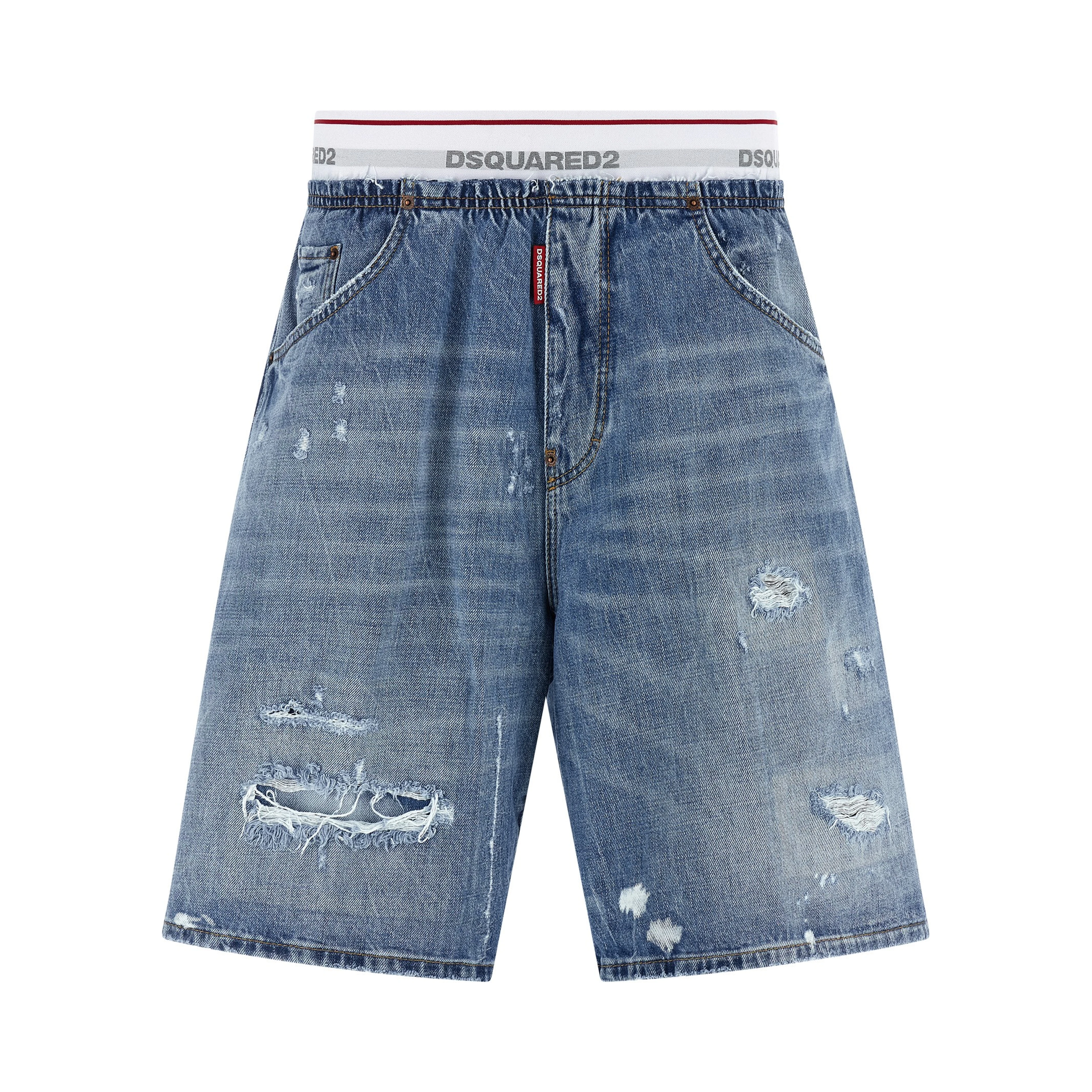 Blue Cotton Bermuda Shorts