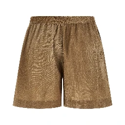 Beige Polyester Bermuda Shorts