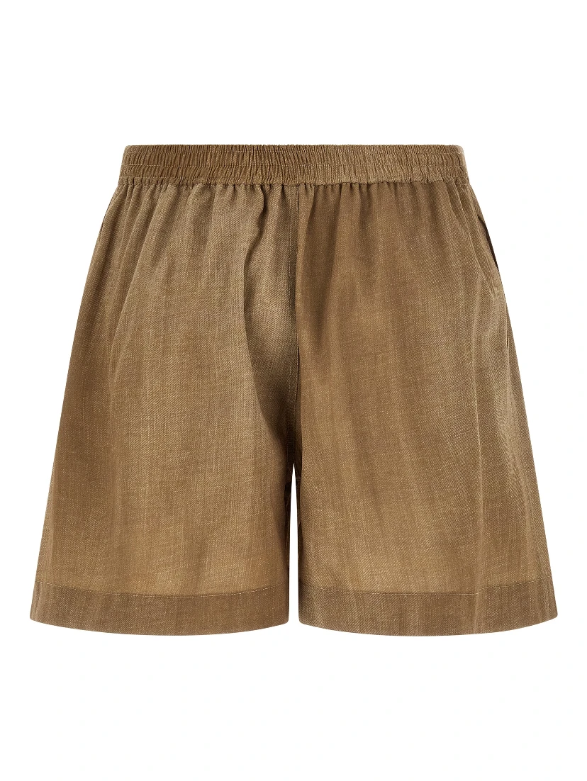 Beige Polyester Bermuda Shorts