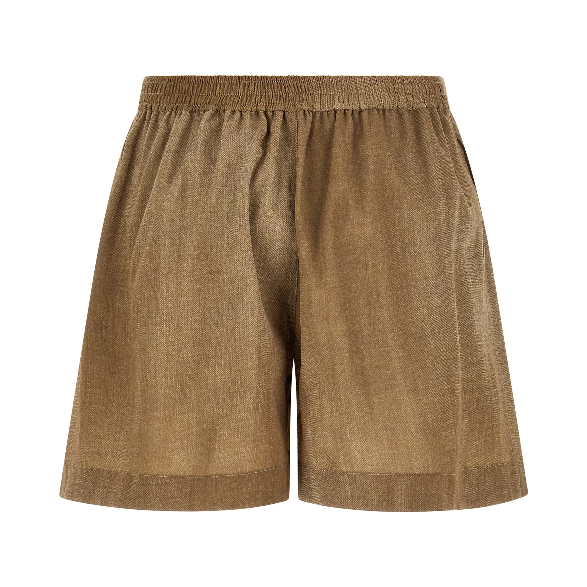Beige Polyester Bermuda Shorts