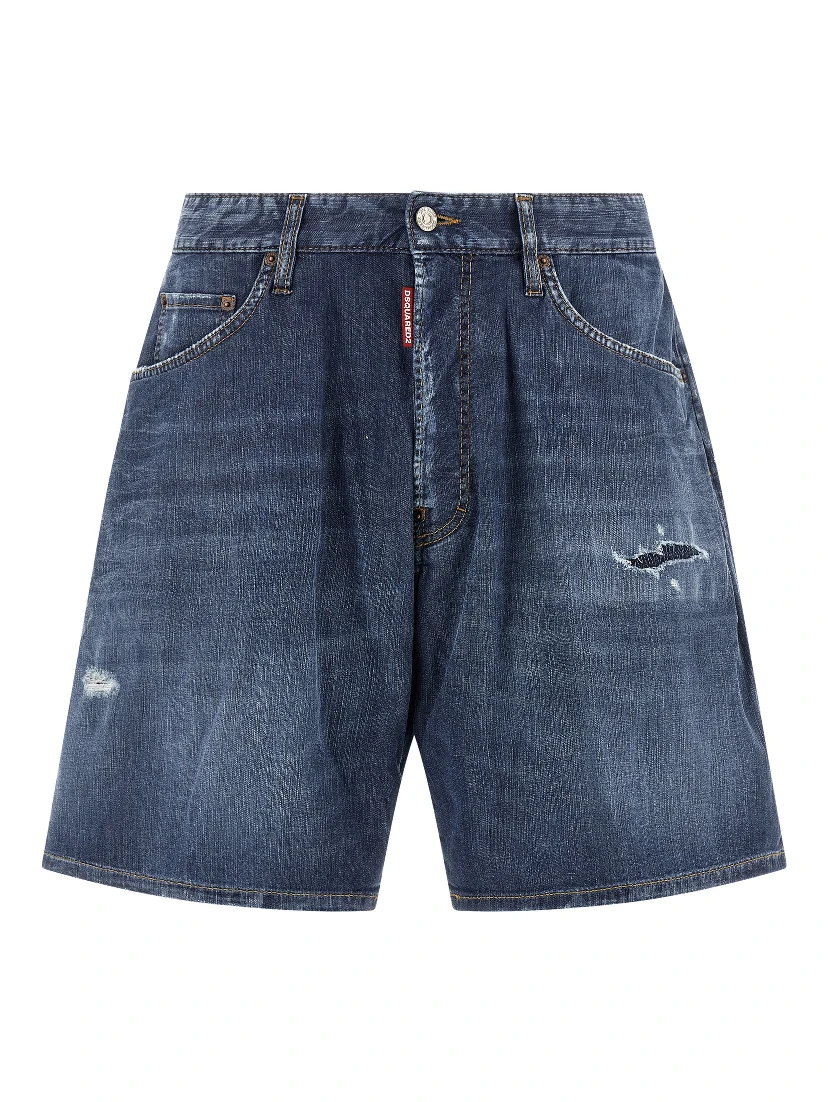 Blue Cotton Bermuda Shorts