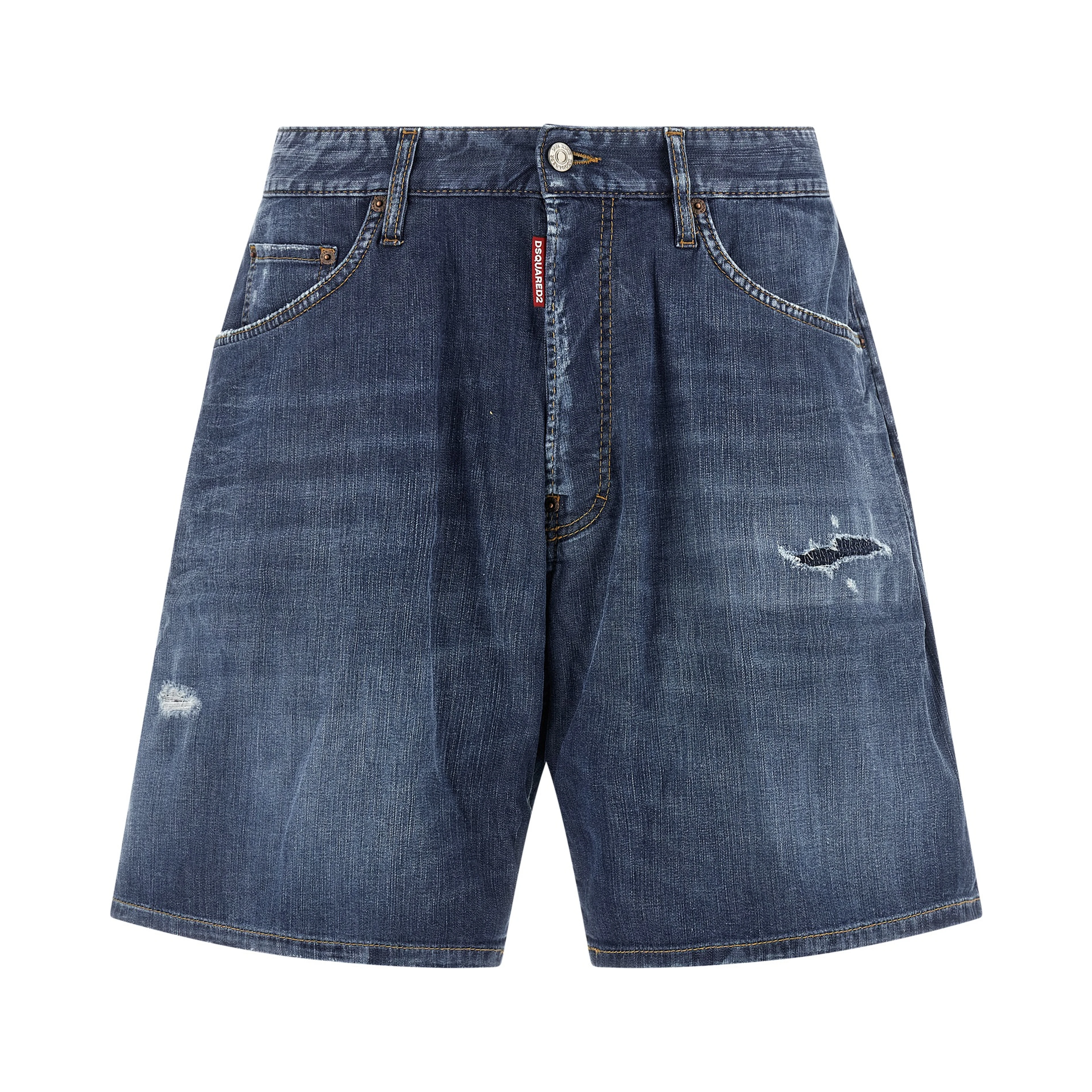 Blue Cotton Bermuda Shorts