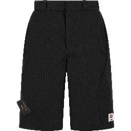 Black Polyester Bermuda Shorts