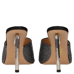 Black Satin Stiletto Heel Sandals
