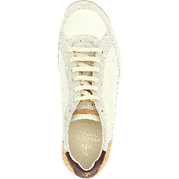 Beige Nubuc Leather Low Top Sneakers