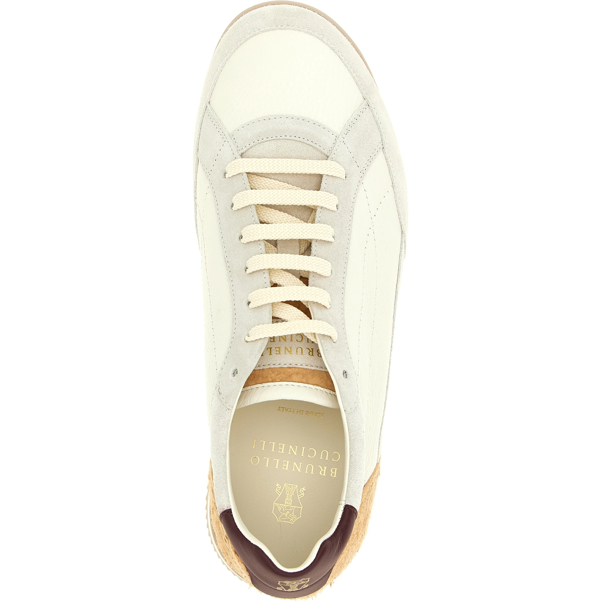 Beige Nubuc Leather Low Top Sneakers