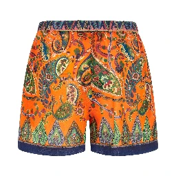 Orange Ramie Bermuda Shorts