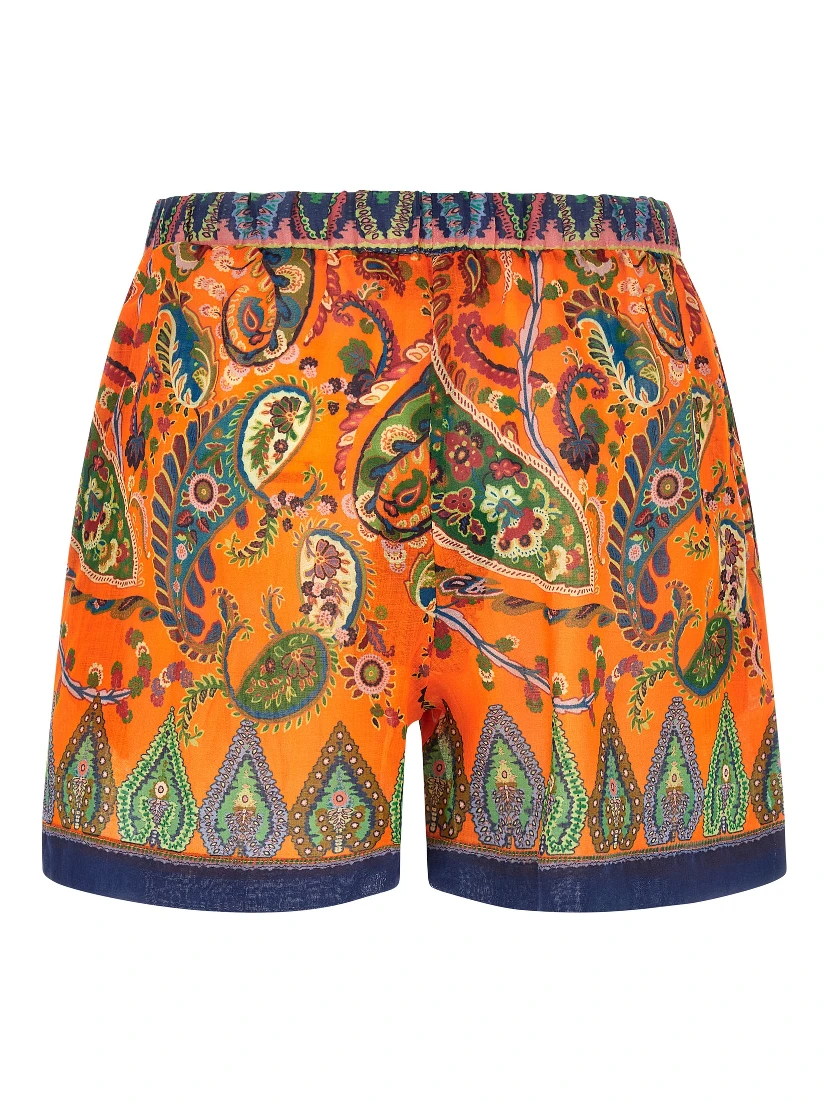 Orange Ramie Bermuda Shorts