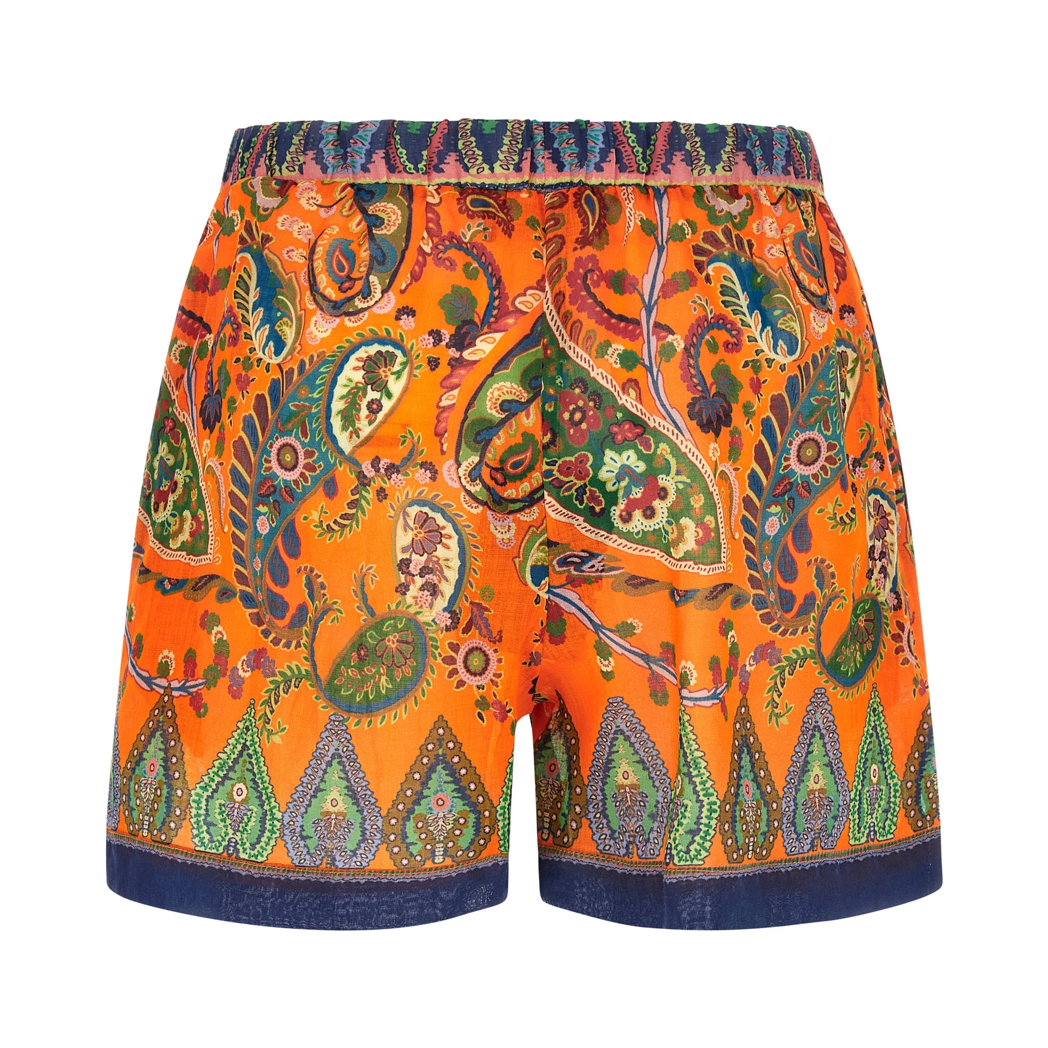 Orange Ramie Bermuda Shorts