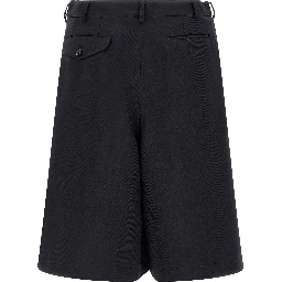 Blue Polyester Bermuda Shorts
