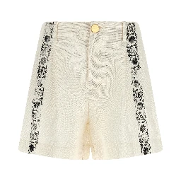 Bicolor Linen Bermuda Shorts