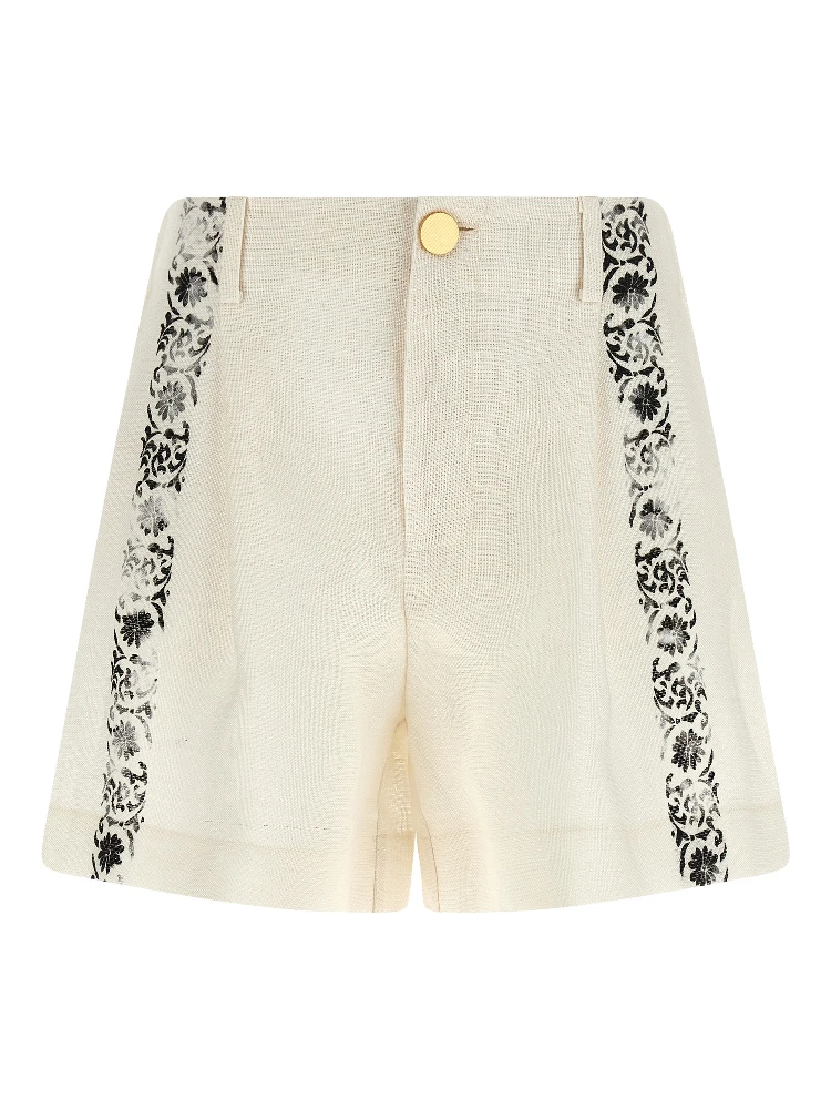 Bicolor Linen Bermuda Shorts
