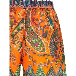 Orange Ramie Bermuda Shorts
