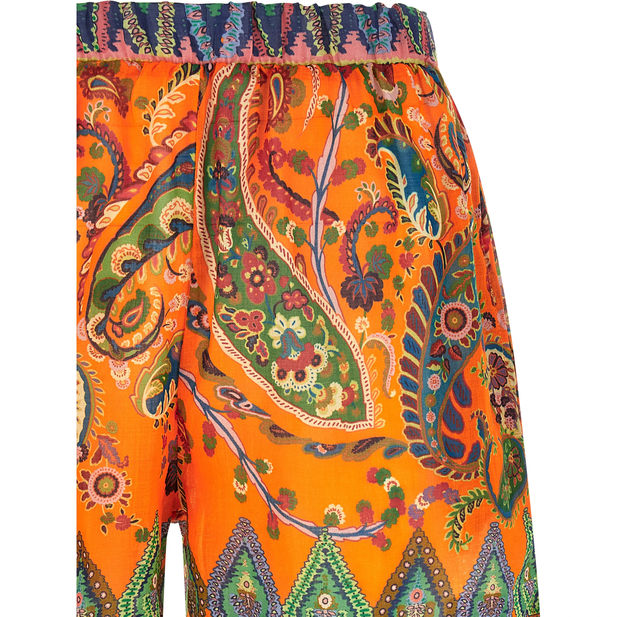 Orange Ramie Bermuda Shorts