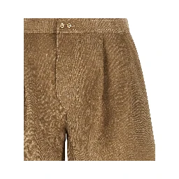 Beige Polyester Bermuda Shorts