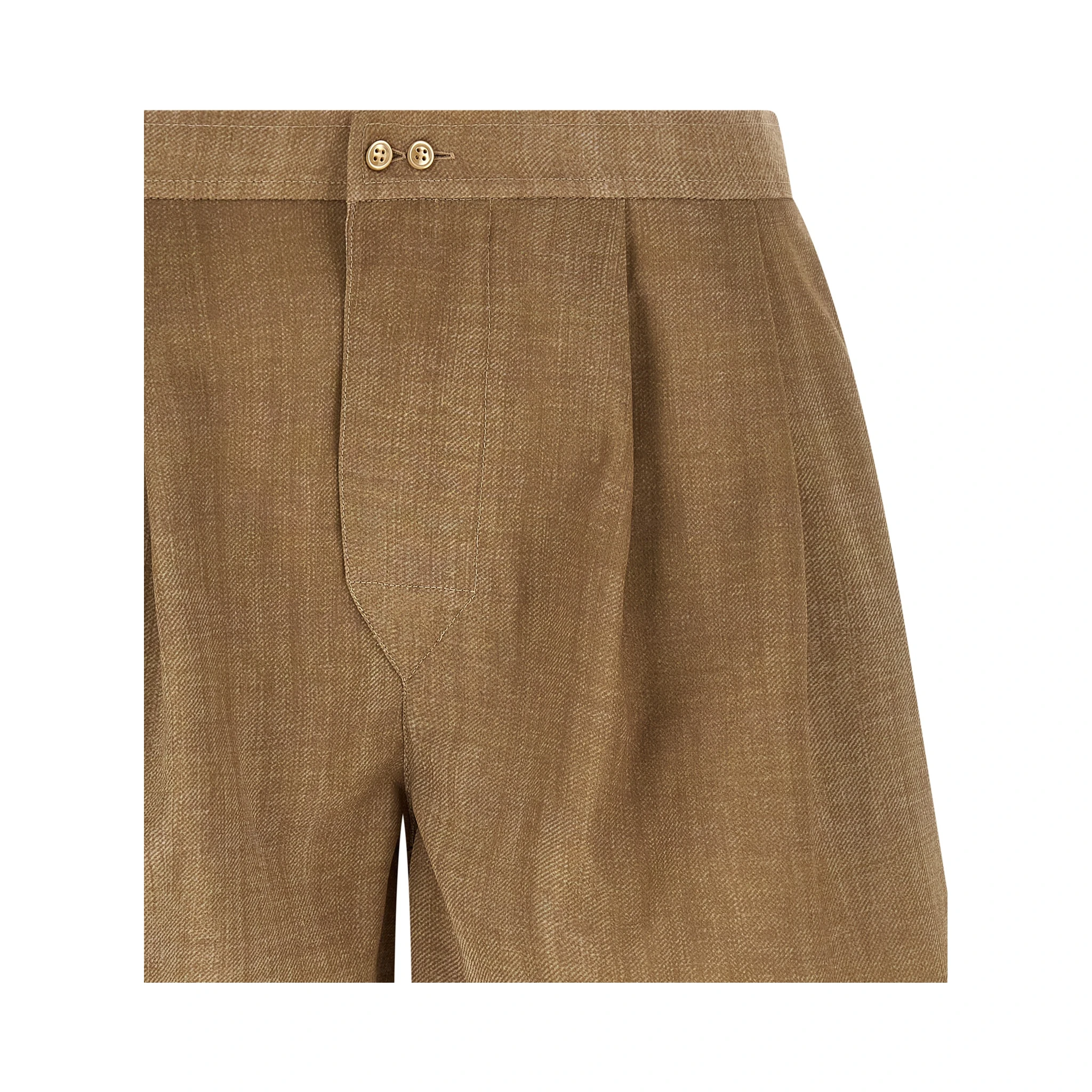 Beige Polyester Bermuda Shorts