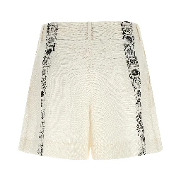 Bicolor Linen Bermuda Shorts