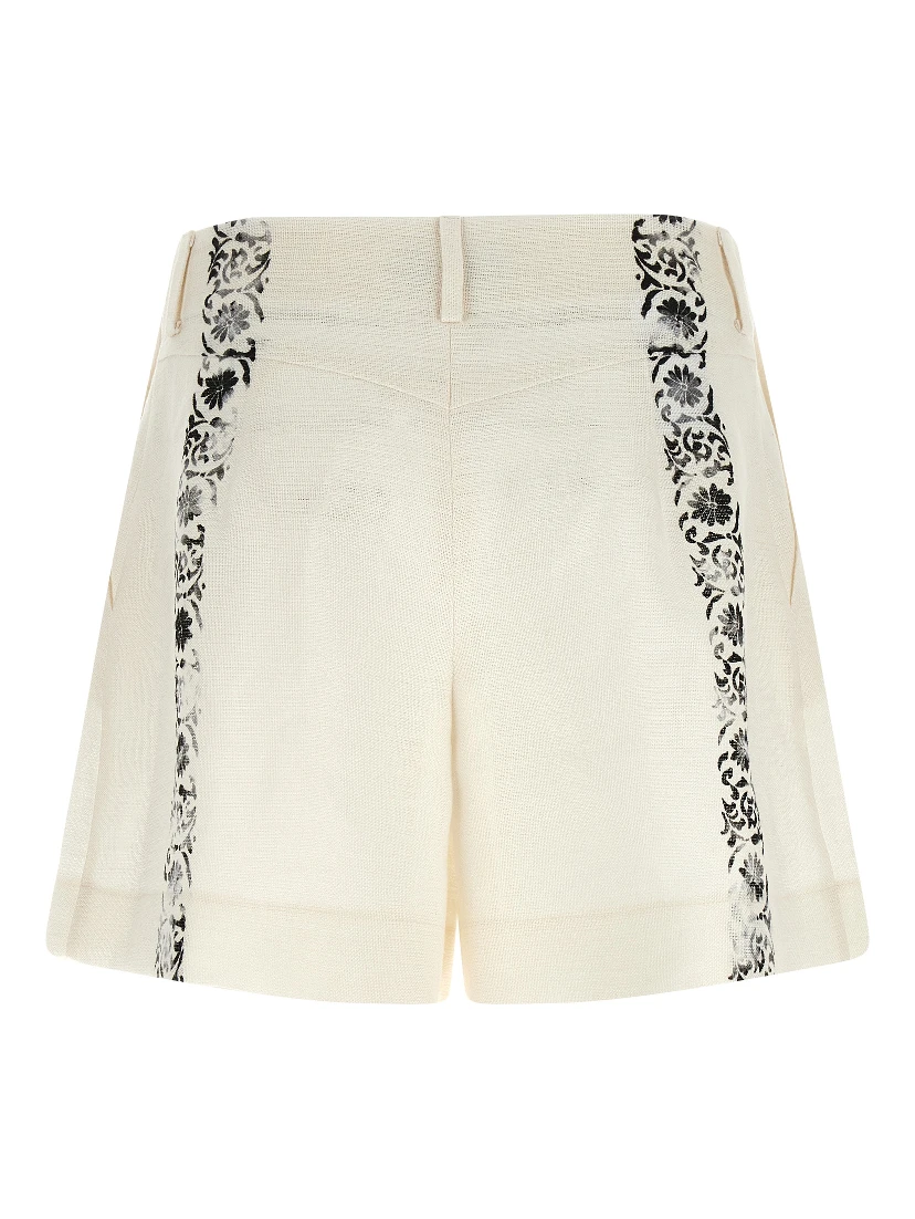 Bicolor Linen Bermuda Shorts