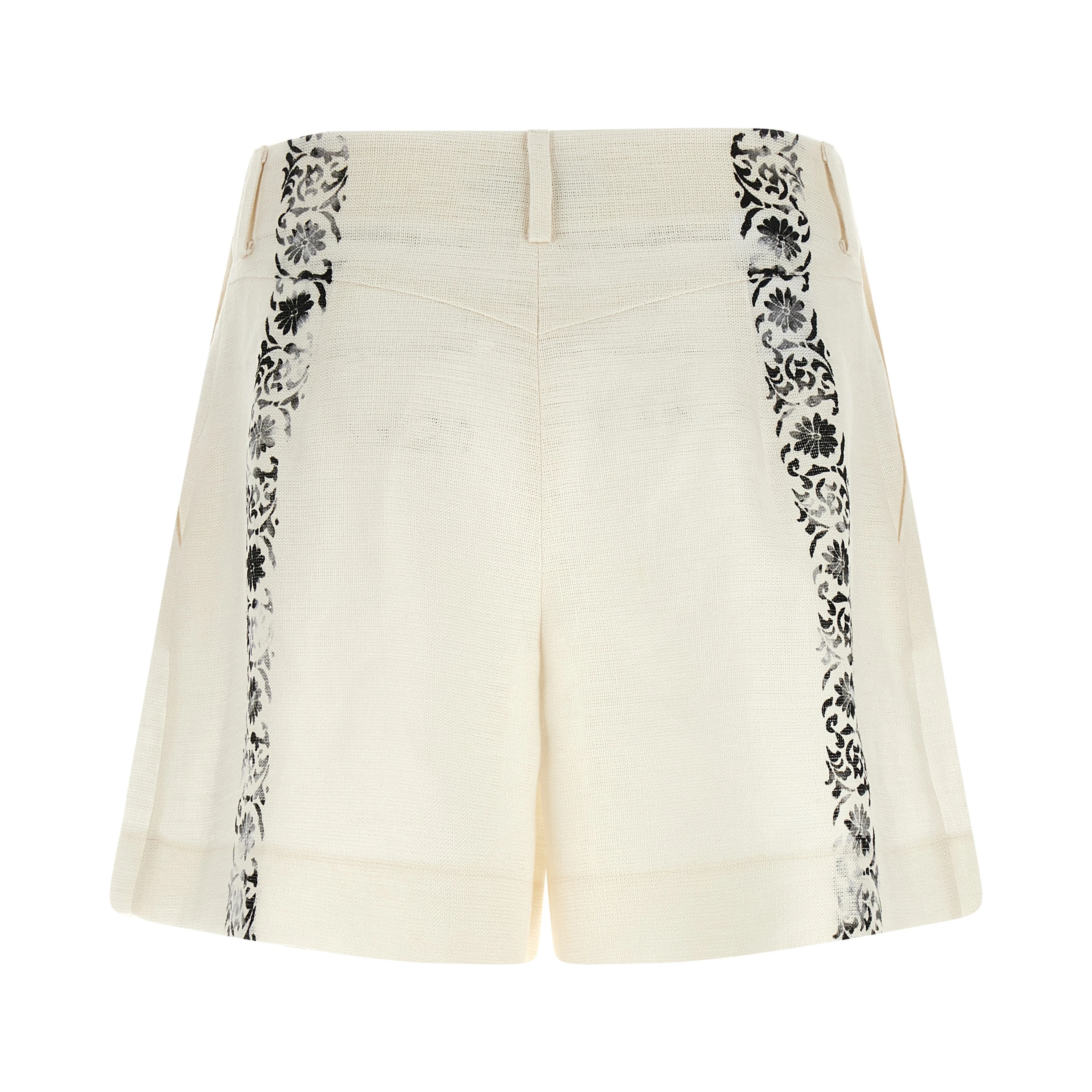Bicolor Linen Bermuda Shorts