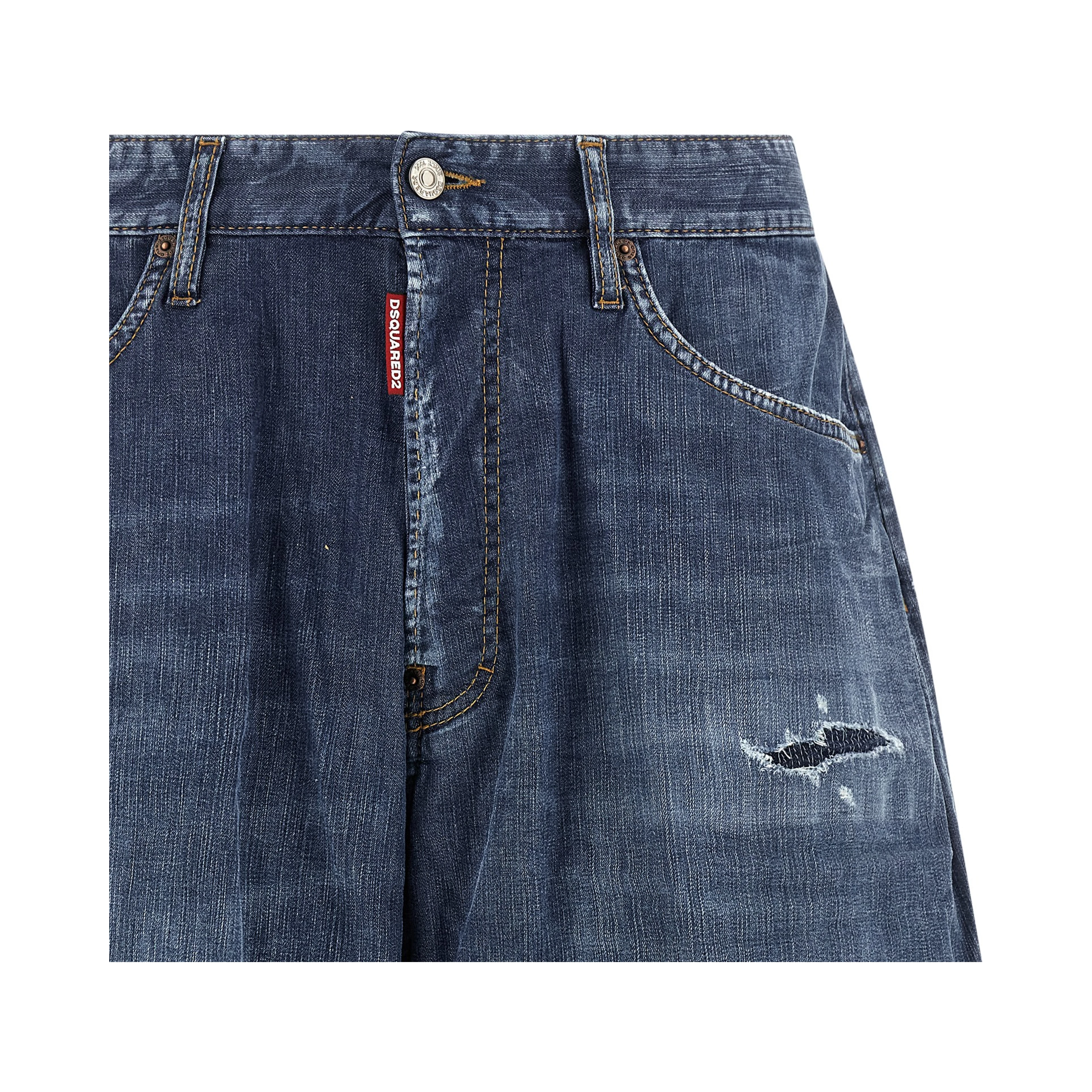 Blue Cotton Bermuda Shorts