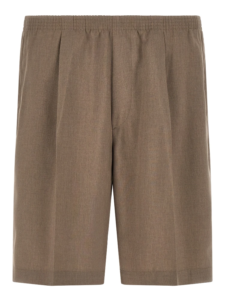 Brown Polyester Bermuda Shorts