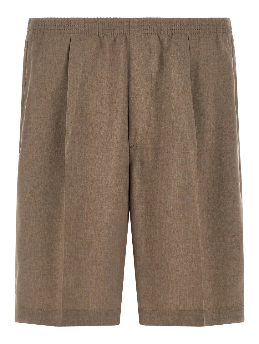 Brown Polyester Bermuda Shorts