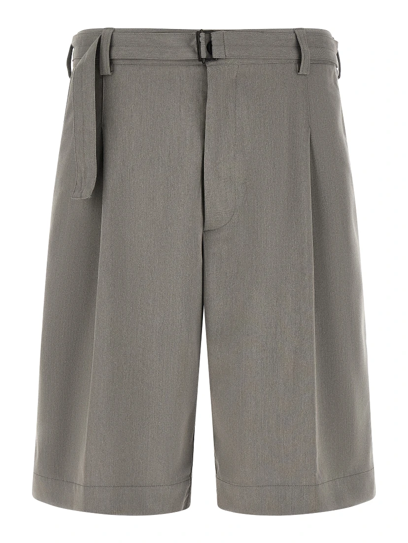 Gray Polyester Bermuda Shorts