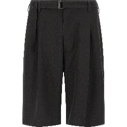 Black Polyester Bermuda Shorts