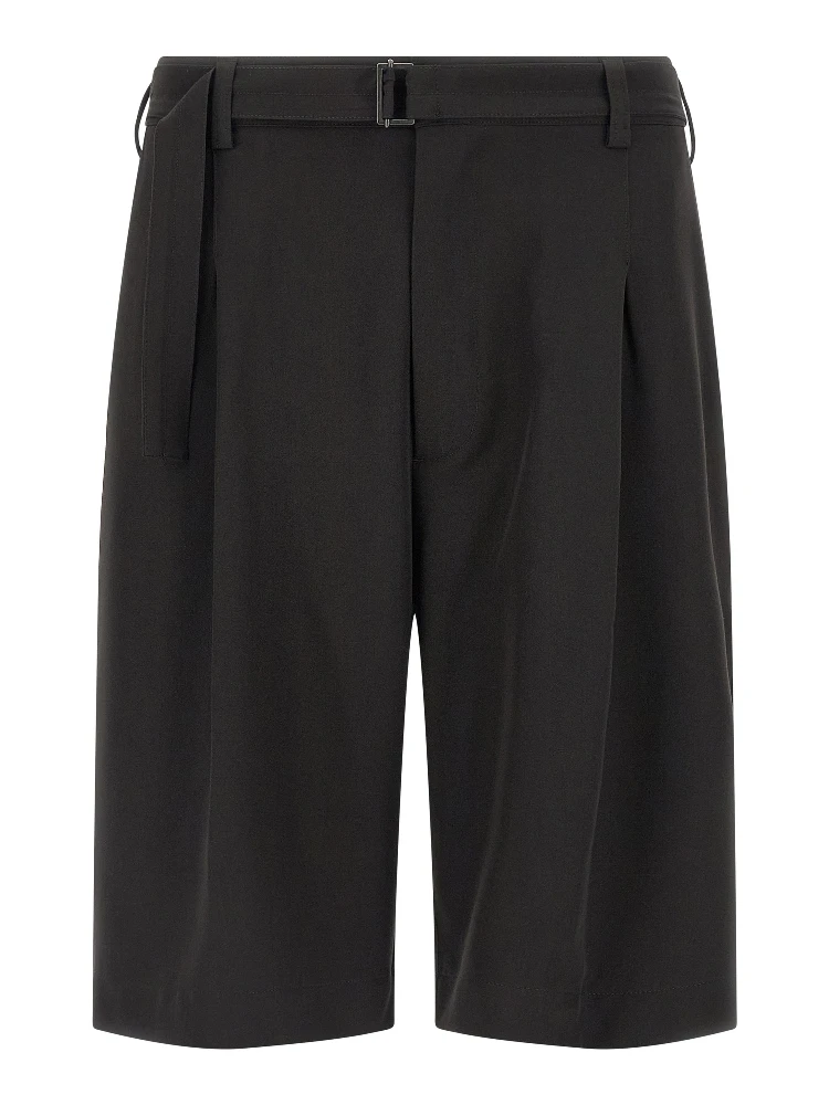 Black Polyester Bermuda Shorts