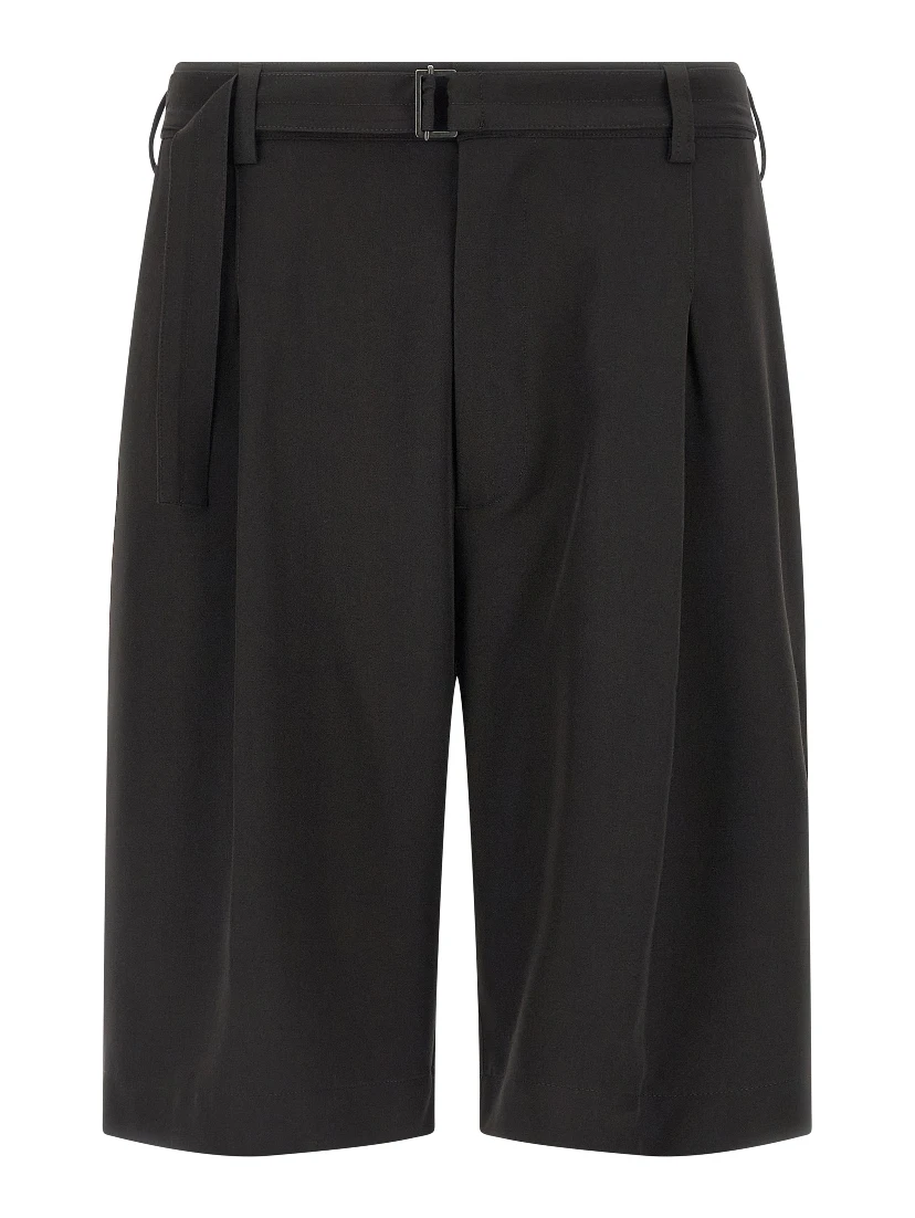 Black Polyester Bermuda Shorts