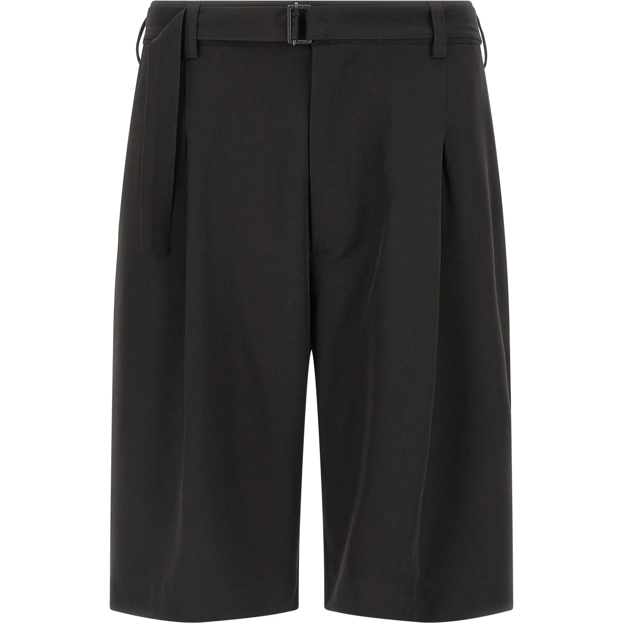 Black Polyester Bermuda Shorts