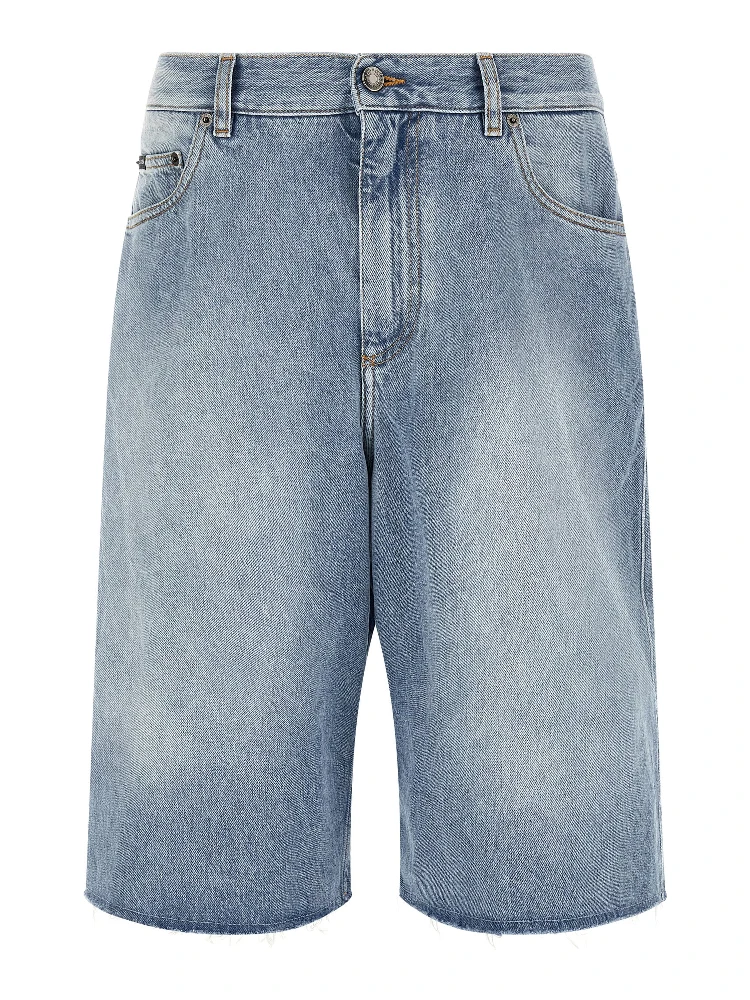 Blue Cotton Bermuda Shorts