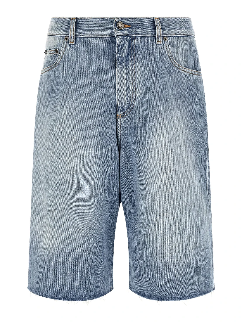 Blue Cotton Bermuda Shorts